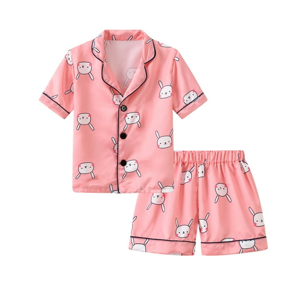Shorts Outfits Boys Girls Sleepwear Cloth Unisex Kids Pajamas Clasic Silk Tops